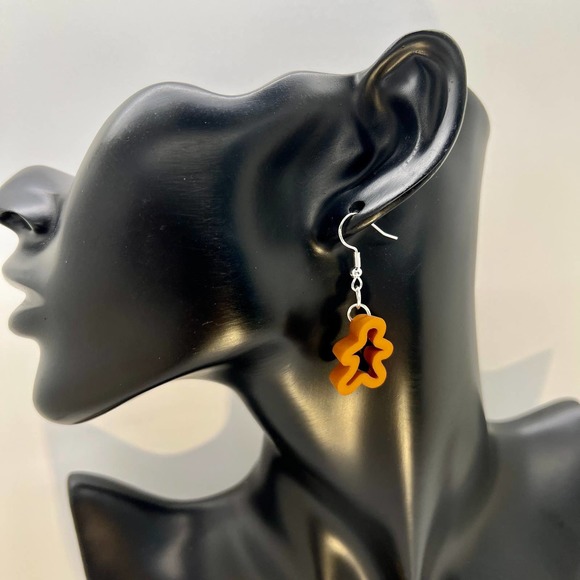 Christmas Earrings - Gingerbread Cookie Cutter Earrings - Dangle Earrings - Picture 8 of 9